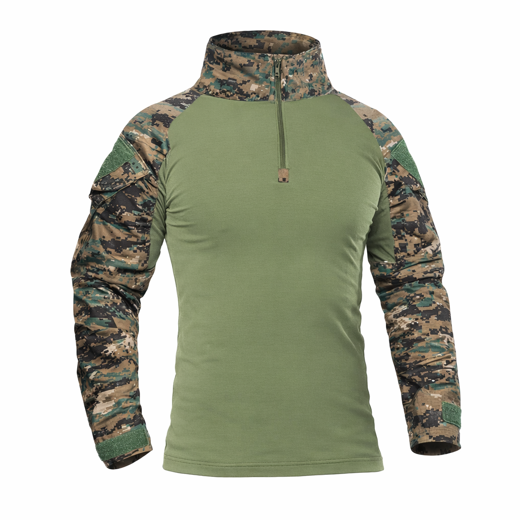 Men's Outdoor Tactical Long Sleeve Shirt | Camouflage Design | Cotton DRYTEC Fabric
