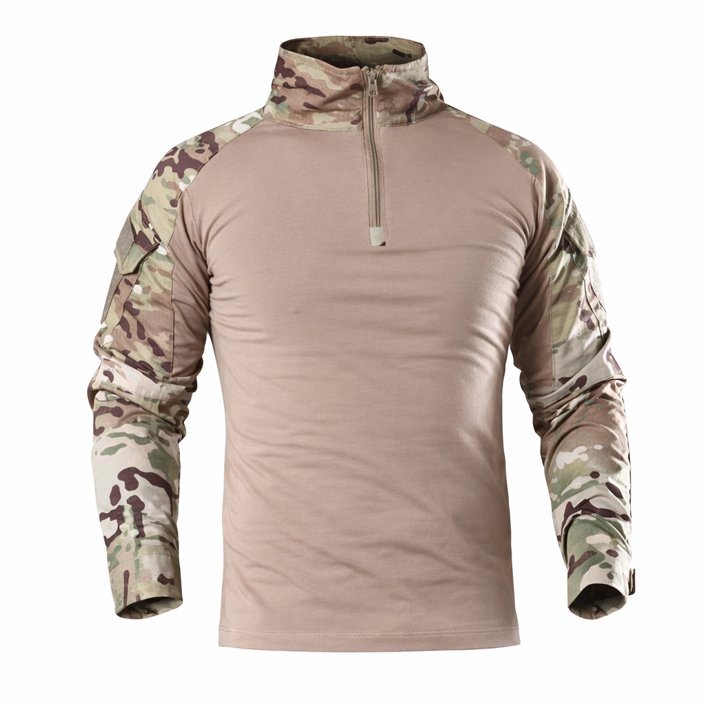 Men's Outdoor Tactical Long Sleeve Shirt | Camouflage Design | Cotton DRYTEC Fabric
