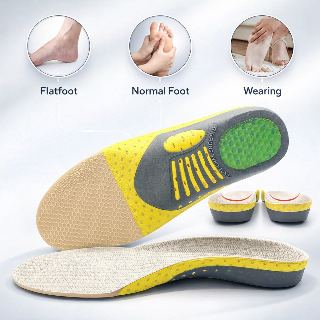 Orthopedic Insoles for Men Women | Arch Support | Flat Foot Correction | Breathable Massage Cushion