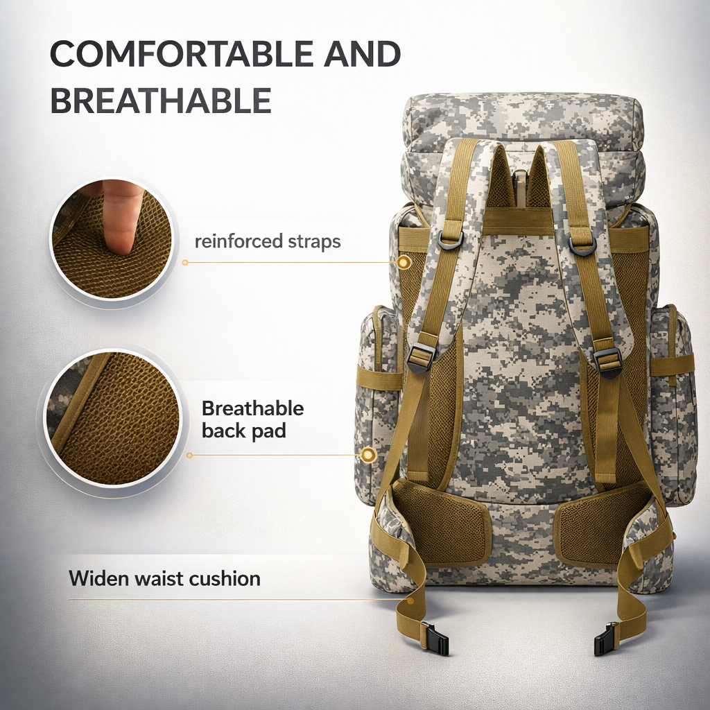 Durable Hiking Daypack | Camouflage Oxford Cloth | Outdoor Backpack with Zipper Closure