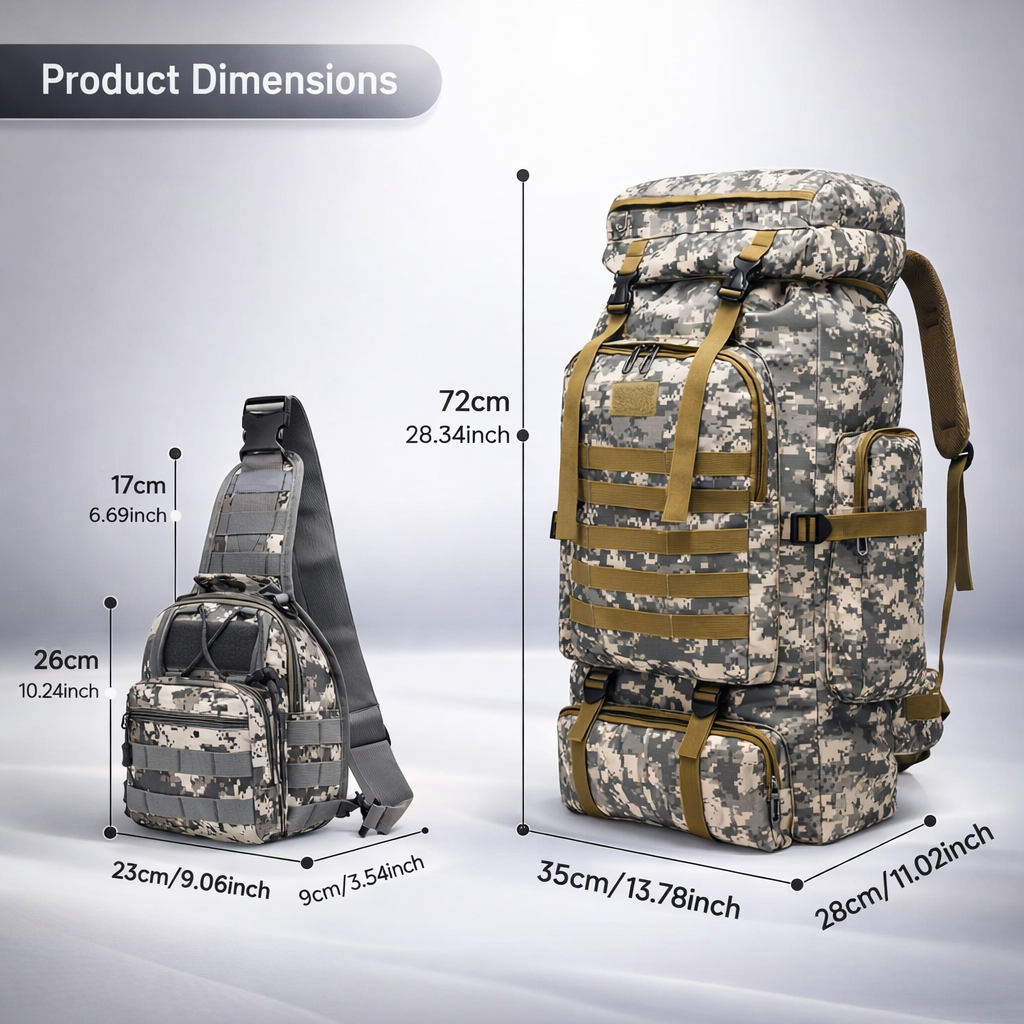 Durable Hiking Daypack | Camouflage Oxford Cloth | Outdoor Backpack with Zipper Closure