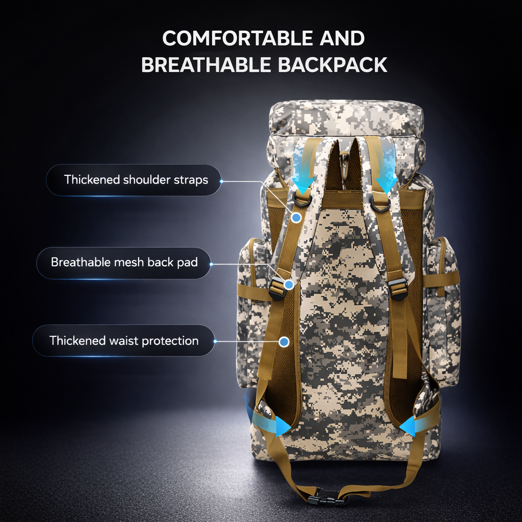 JUMAHE Camouflage Hiking Backpack | Large Capacity Outdoor Bag | Adjustable Straps | Travel & Camping Gear | Lightweight Polyester