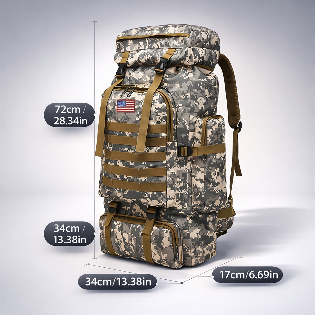 JUMAHE Camouflage Hiking Backpack | Large Capacity Outdoor Bag | Adjustable Straps | Travel & Camping Gear | Lightweight Polyester