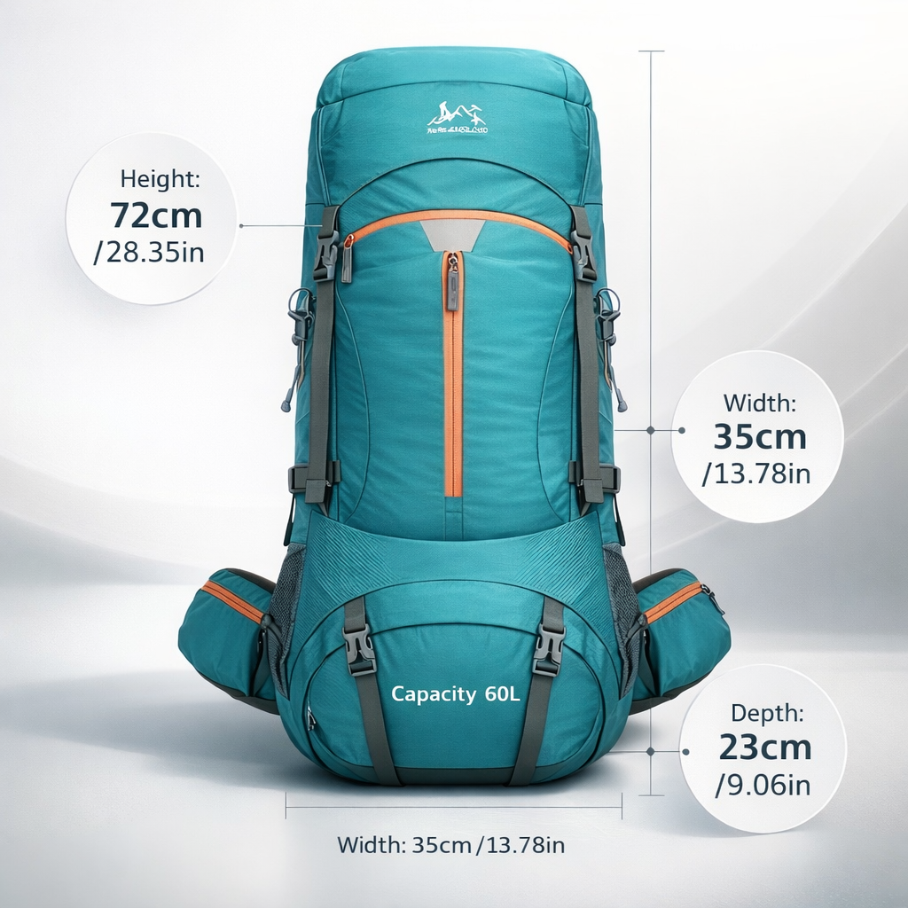 60L Waterproof Hiking Backpack | Camping Travel Rucksack for Men Women | Trekking Soft Shell Daypack | Black