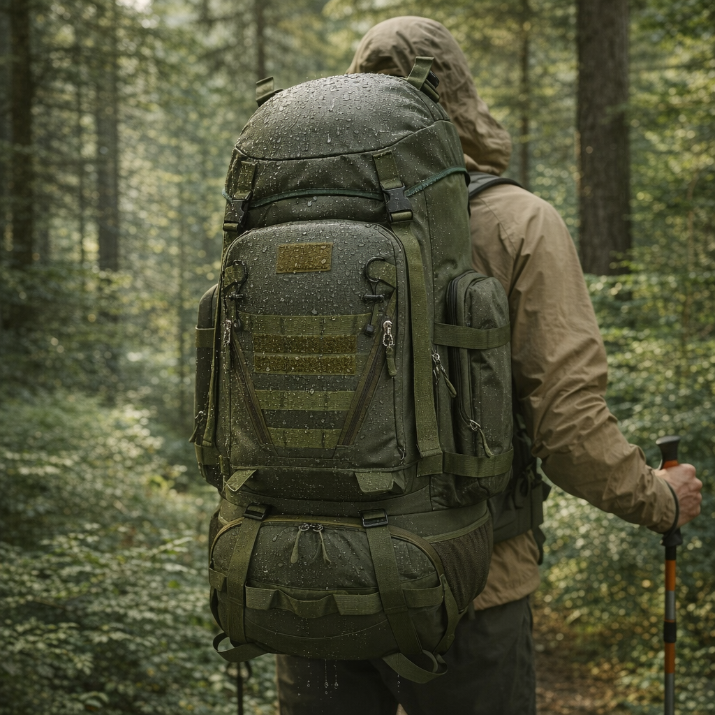 Large 100L Outdoor Backpack | Travel Hiking Camping | Adjustable Straps | Soft Shell | Utility Pockets | Universal Fit | Green