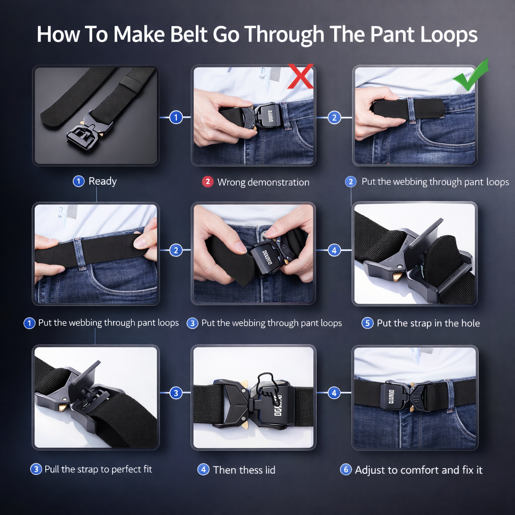 Quick Release Nylon Tactical Belt | Men's Black Hiking Hunting Belt | Elastic Zinc Alloy Buckle | Outdoor Sports Accessory