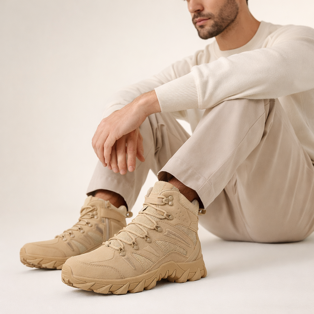 Men's Mid-Top Hiking Boots | Comfortable Outdoor Trekking Shoes | All-Season Lace-Up Footwear