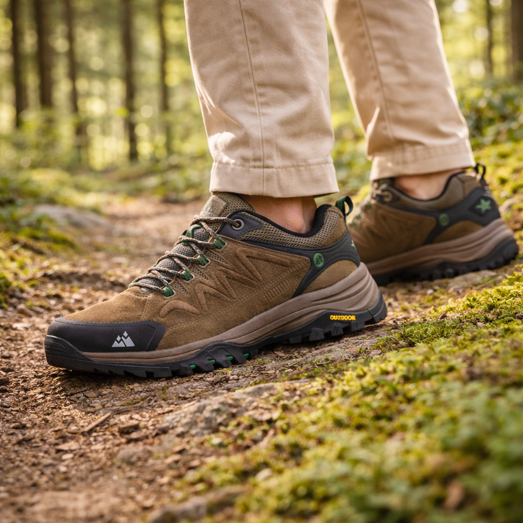 HIKEUP Men's Leather Casual Shoes | Slip Resistant Fashion Sneakers | Designer Brand Winter Outdoor Footwear