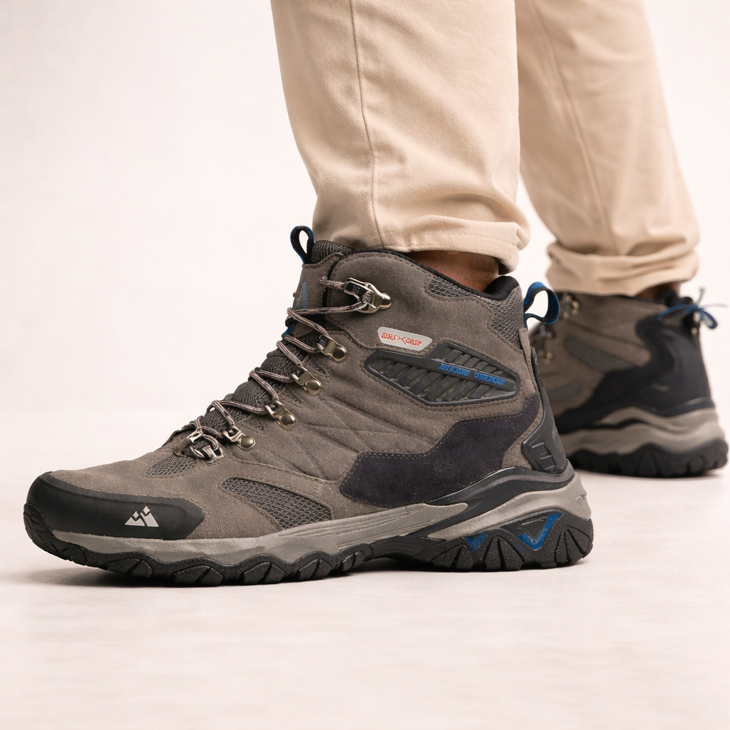 HIKEUP Men's Outdoor Trekking Boots | Suede Combat Shoes | Rainproof Tactical Hiking Footwear | Ankle High