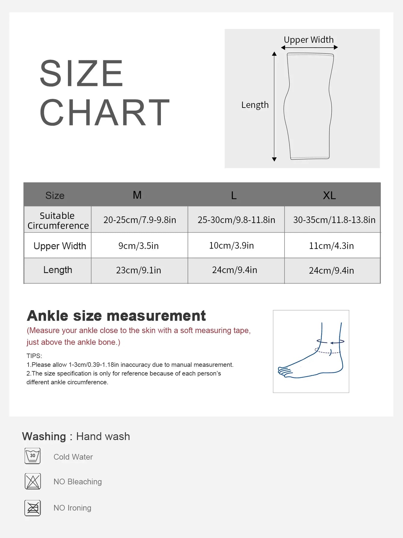 VBOSI Ankle Support Compression Sleeve | Adjustable Straps | Foot Stabilizer | Orange | Model V0147B