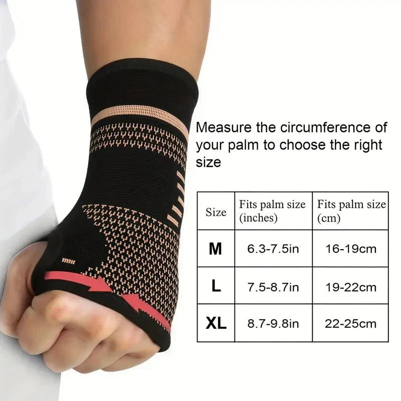 Copper Fiber Wrist Support Gloves | Adjustable Compression | Breathable Fit | Nylon for Adults | 2 Pack