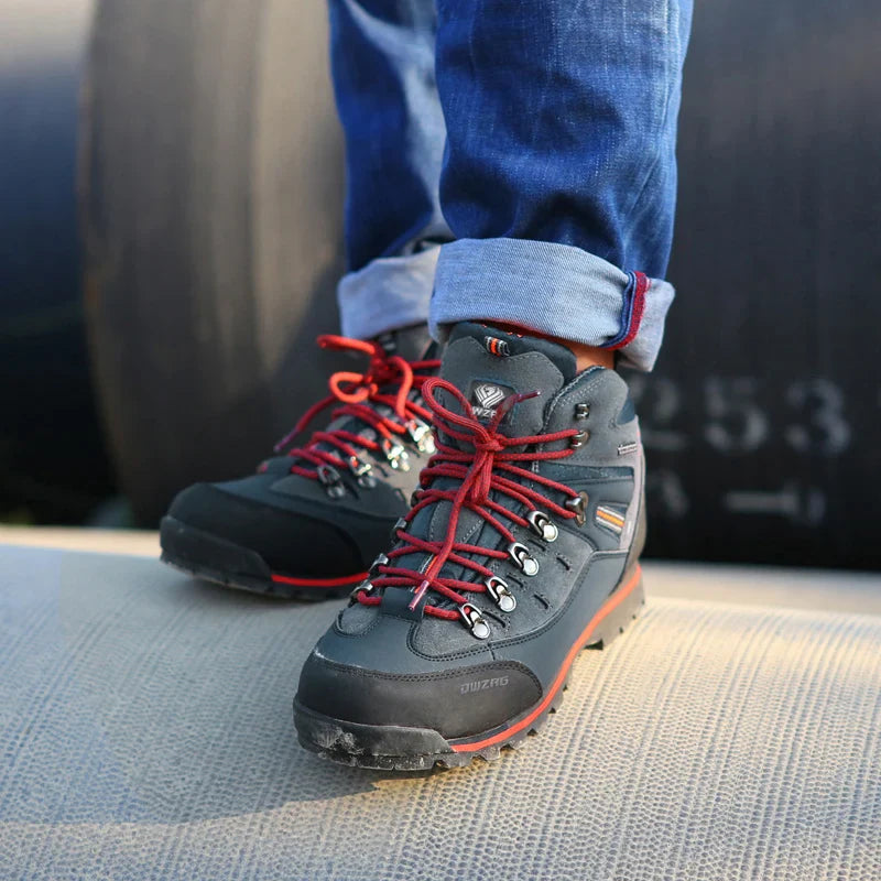 Men's Leather Hiking Boots | Waterproof Outdoor Climbing Shoes | High-Top Winter Trekking Sneakers