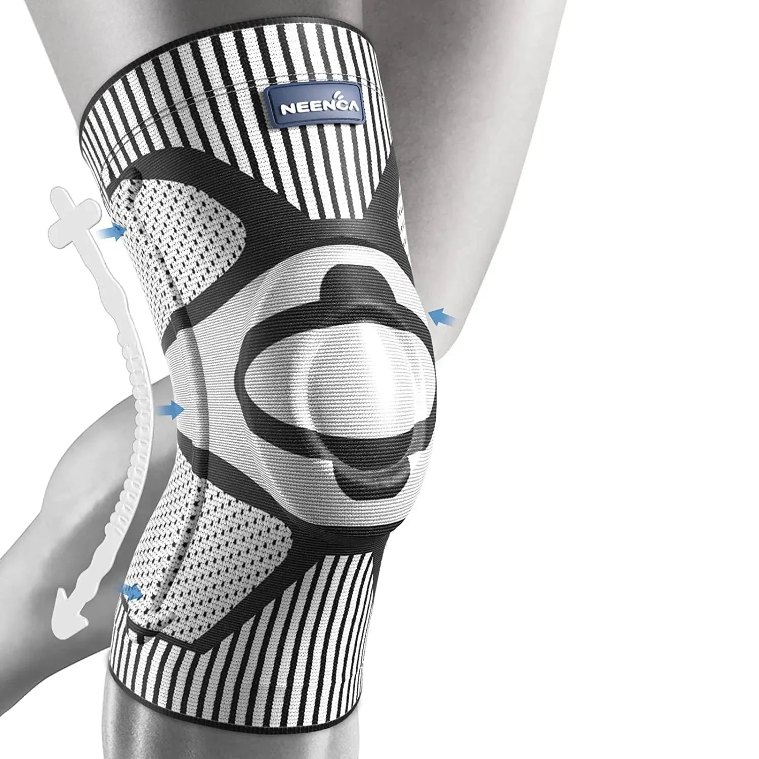 NEENCA Knee Brace Support | Gel Cushion & Side Stabilizers | Pain Relief & Meniscus Recovery | 100% Polyester Nylon | Adult Use