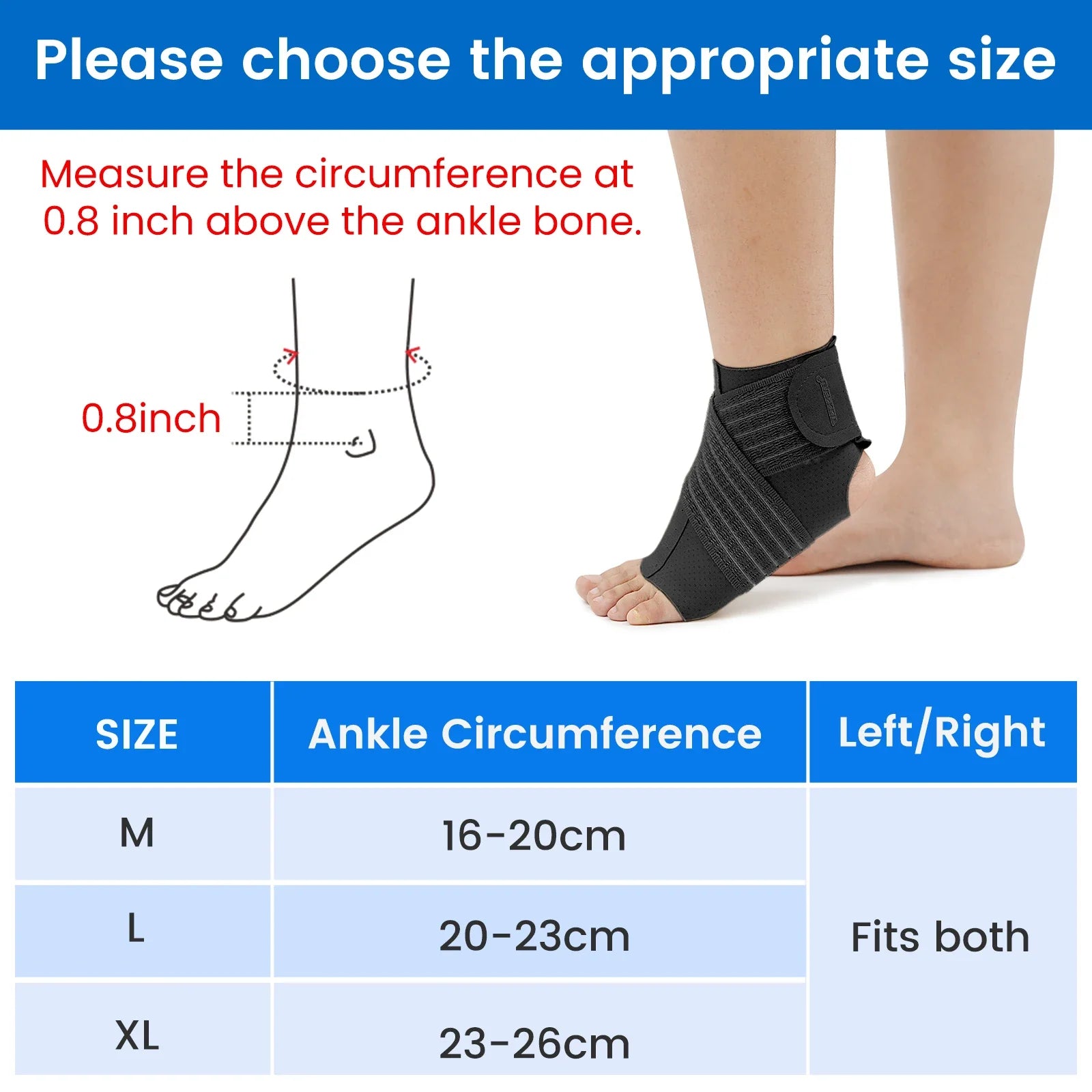 VELPEAU Adjustable Ankle Support Brace | Compression Sleeve for Sports | Plantar Fasciitis Relief | Nylon | Pain Relief