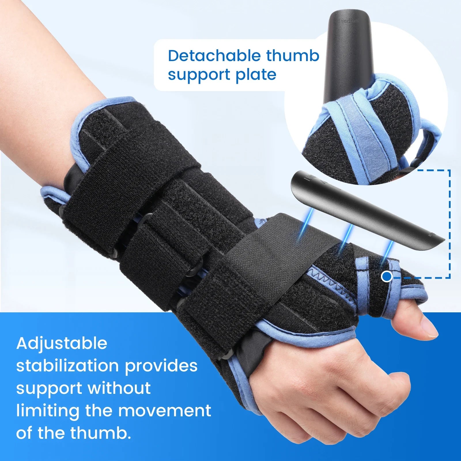 VELPEAU Wrist Support Brace | Pain Relief for Carpal Tunnel & Arthritis | Adjustable Thumb Splint | Polyester Cotton Aluminum