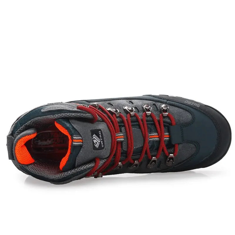 Men's Leather Hiking Boots | Waterproof Outdoor Climbing Shoes | High-Top Winter Trekking Sneakers