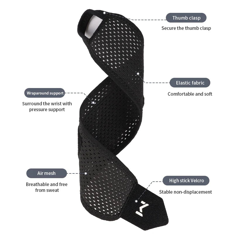 Adjustable Wrist Support Brace | Weightlifting Tennis Badminton Gym Strap Black | Men Women