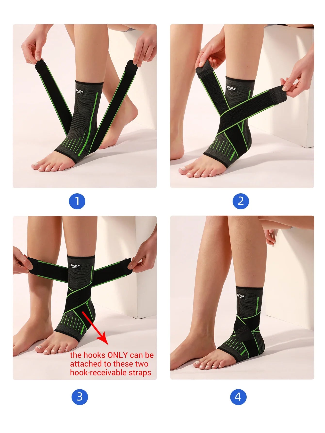 VBOSI Ankle Support Compression Sleeve | Adjustable Straps | Foot Stabilizer | Orange | Model V0147B
