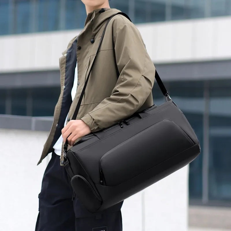 Portable Travel Duffel Bag | Large Capacity PU Handbag | Multiple Compartments | Shoe Storage | Waterproof Gym Vacation