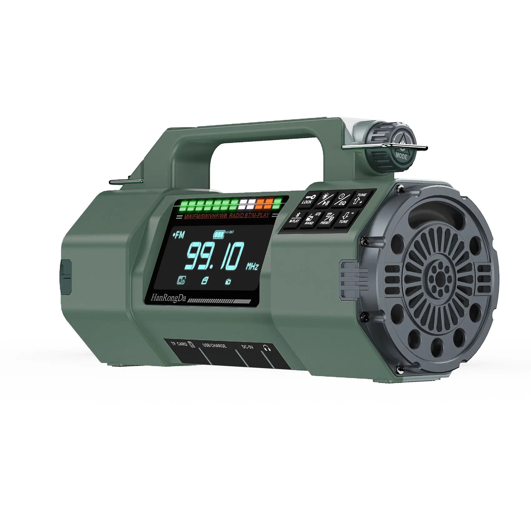 Multifunction Outdoor Radio | FM/MW/SW/VHF/WB | Hand Crank Generator | LED Flashlight | Bluetooth | 5000mAh
