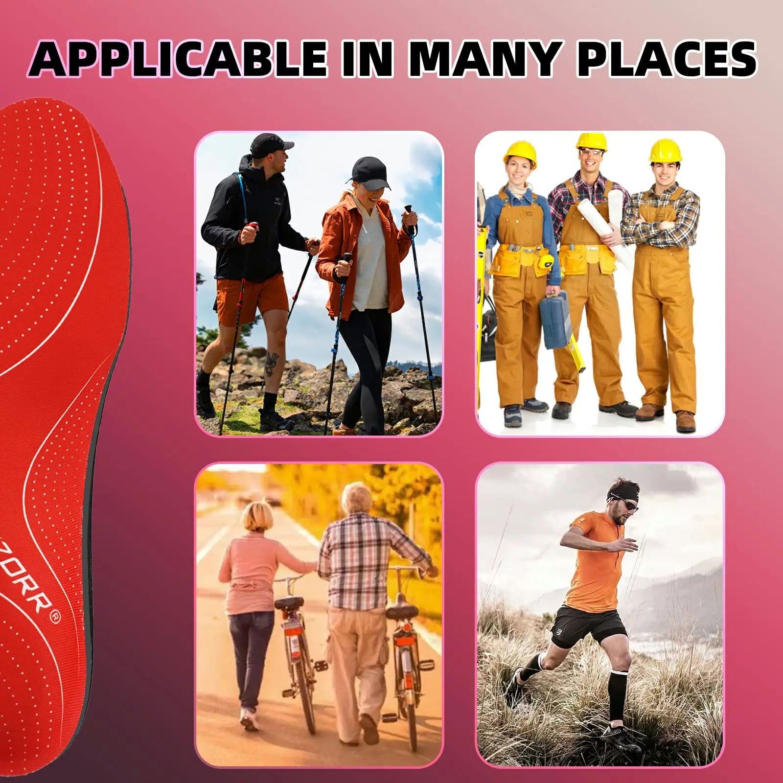 Orthopedic Sports Insoles | Plantar Fasciitis Relief | Arch Support | Shock Absorbing | Men & Women | Anti-Slip | Lightweight