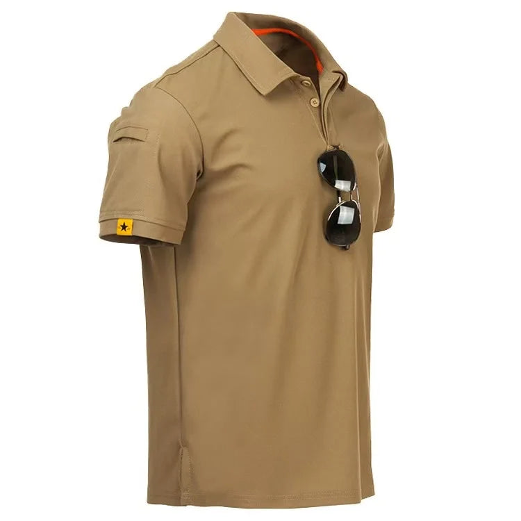 Men's Quick-Dry Embroidered Polo Shirts | Breathable Elastic Polyester Tees | Summer Hiking Camping