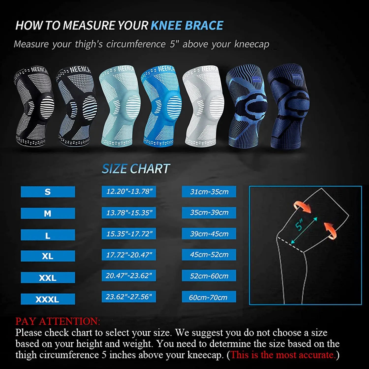 NEENCA Knee Brace Support | Gel Cushion & Side Stabilizers | Pain Relief & Meniscus Recovery | 100% Polyester Nylon | Adult Use