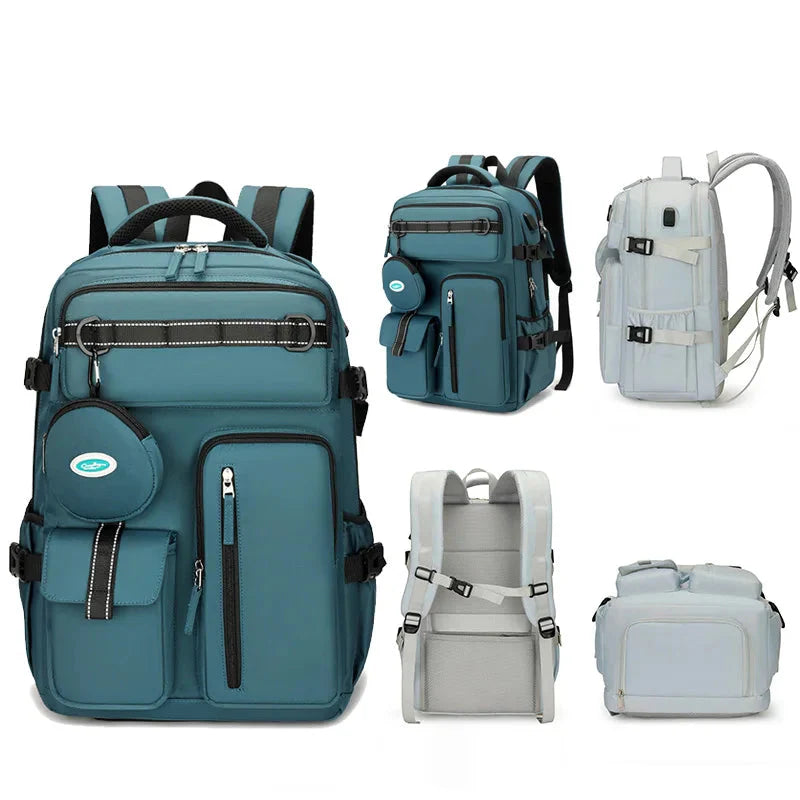 3pcs Vacuum Compression Backpack | Laptop Compartment | Soft Handle | Travel Cabin Bag | Embossed Design