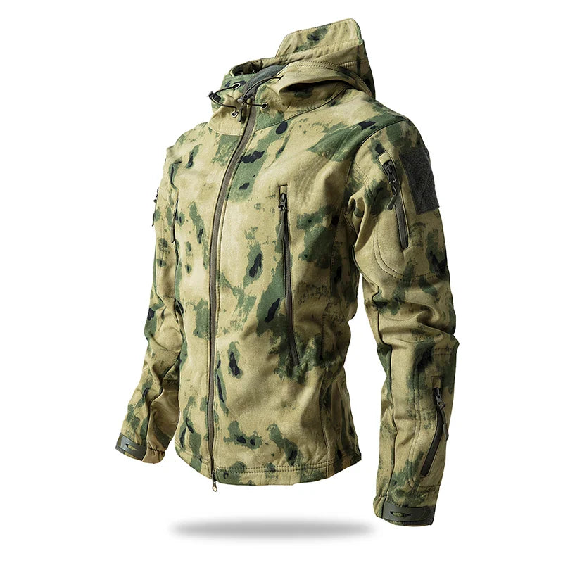 Camouflage Waterproof Soft Shell Jacket Men | Fleece Lined Hooded Coat | Autumn Winter Casual Outdoor