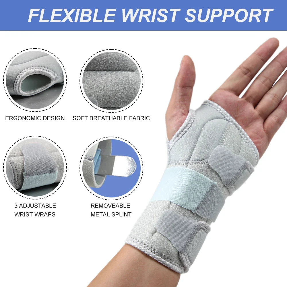 Adjustable Wrist Support Brace | Pain Relief for Carpal Tunnel Arthritis Tendonitis | Men Women | Left Right Hand | Nylon Sponge Aluminum