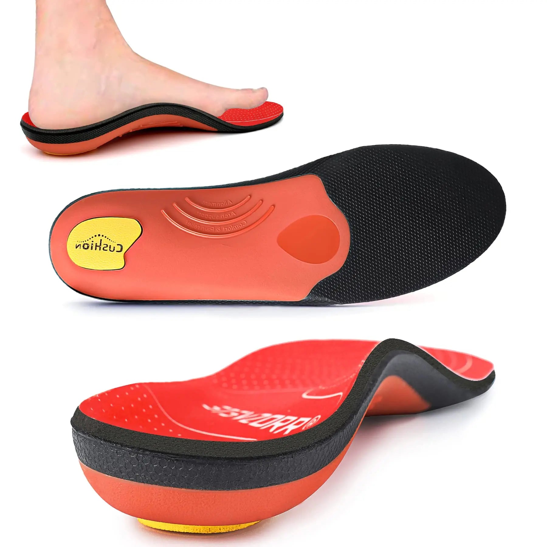 Orthopedic Sports Insoles | Plantar Fasciitis Relief | Arch Support | Shock Absorbing | Men & Women | Anti-Slip | Lightweight