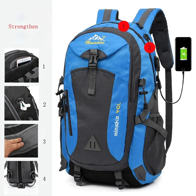 Anti-Theft Waterproof Hiking Backpack | Men's Outdoor Travel Sports Bag | USB Charging | Casual Camping Daypack
