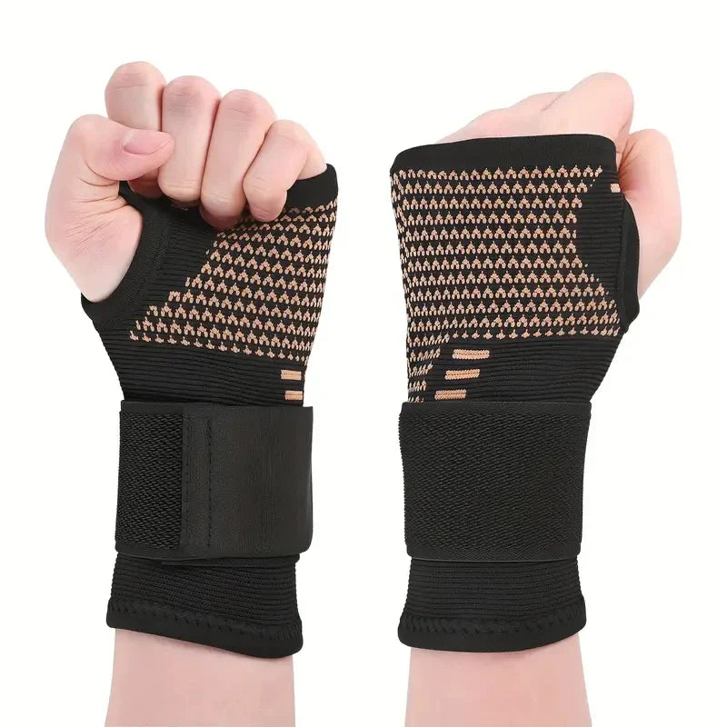 Copper Fiber Wrist Support Gloves | Adjustable Compression | Breathable Fit | Nylon for Adults | 2 Pack