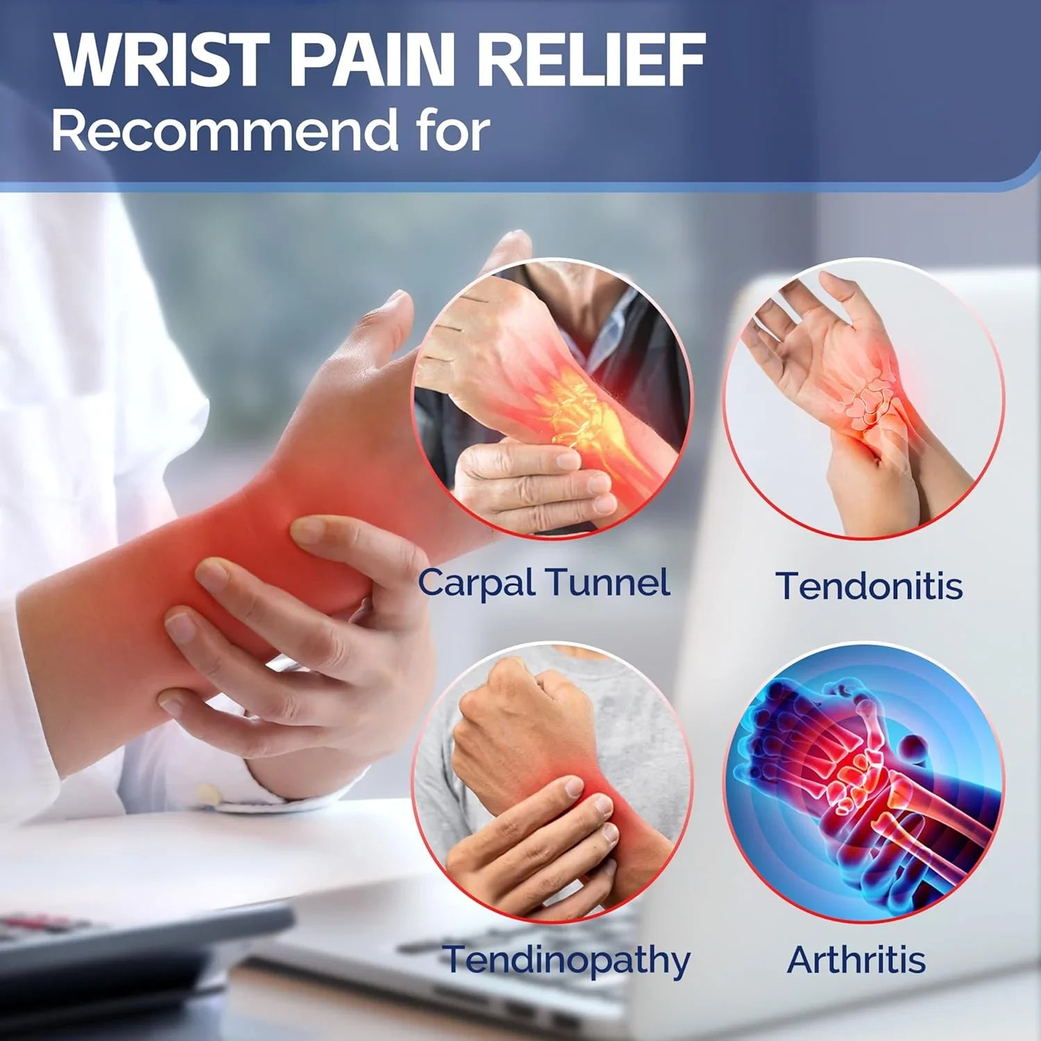 Adjustable Wrist Support Brace | Relieves Carpal Tunnel & Arthritis Pain | Tendinitis Hand Splint | Men & Women | Nylon Cotton Metal | YHW208