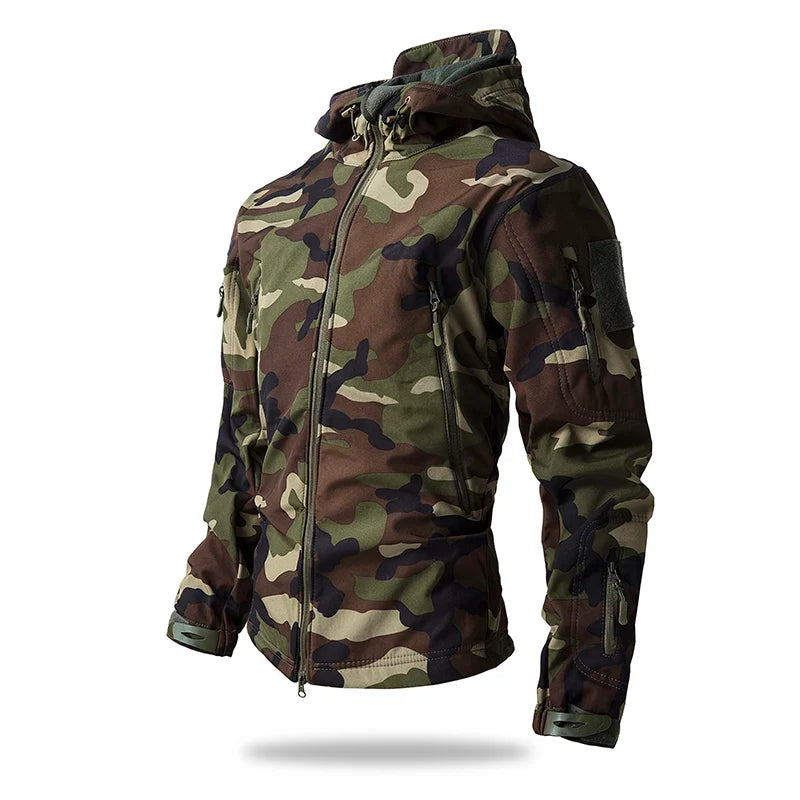 Camouflage Waterproof Soft Shell Jacket Men | Fleece Lined Hooded Coat | Autumn Winter Casual Outdoor