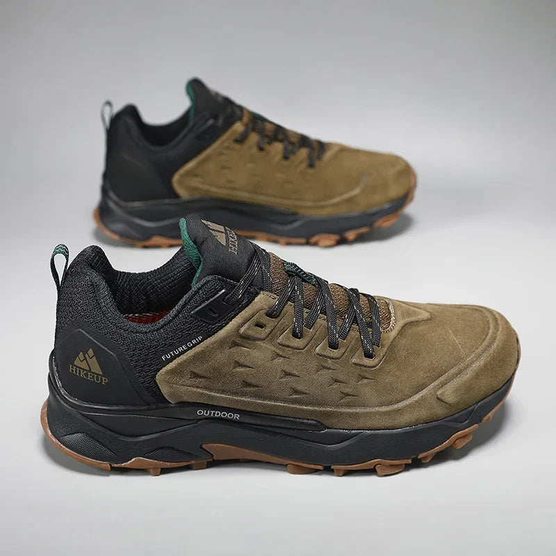 HIKEUP Men's Outdoor Hiking Shoes | Suede Leather Breathable Sneakers | Anti-Slip Trail Shoes Camping