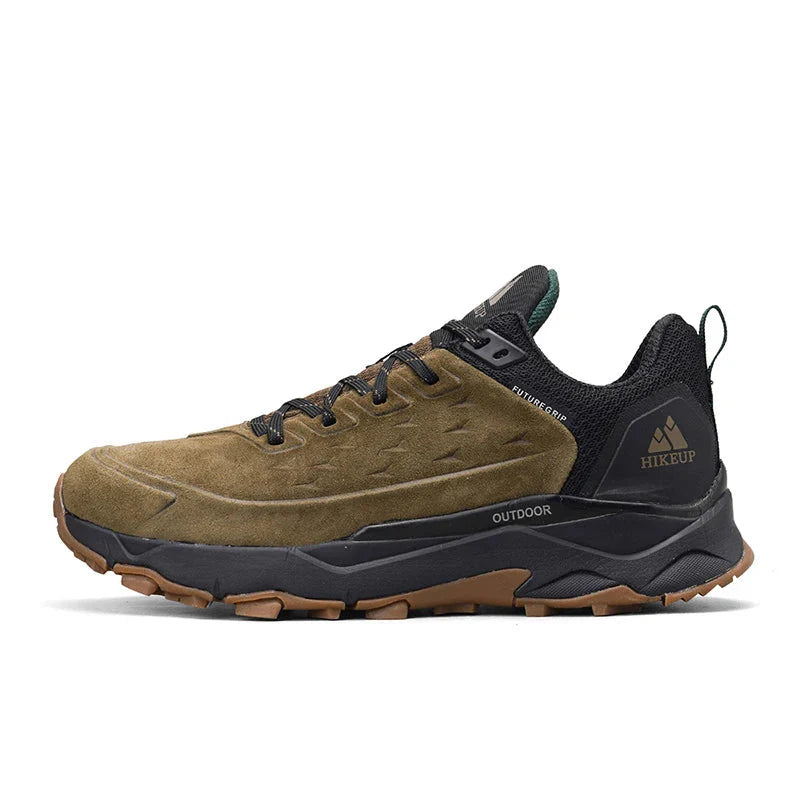 HIKEUP Men's Outdoor Hiking Shoes | Suede Leather Breathable Sneakers | Anti-Slip Trail Shoes Camping