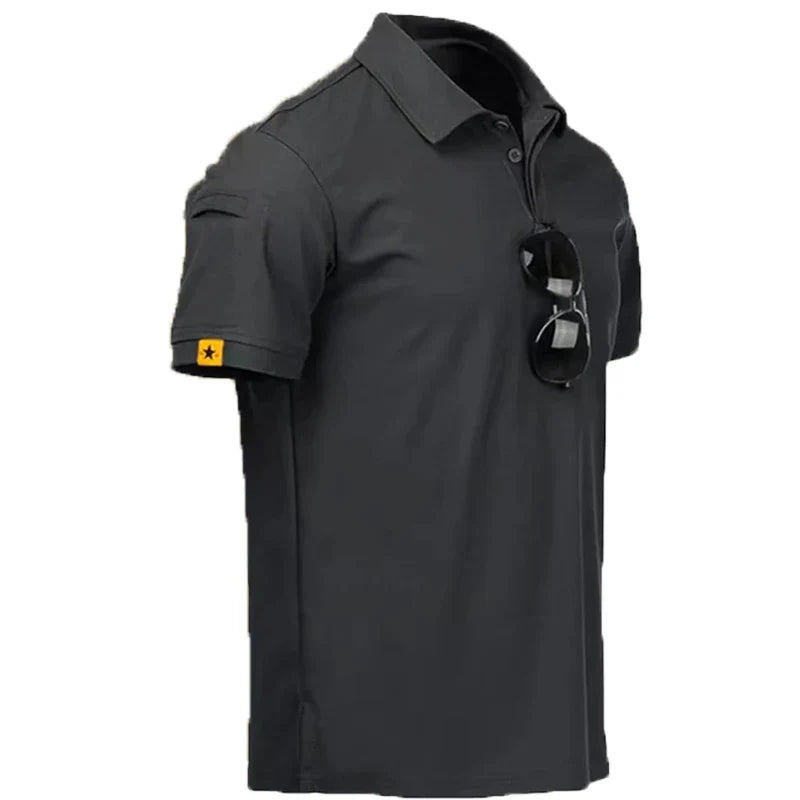 Men's Quick-Dry Embroidered Polo Shirts | Breathable Elastic Polyester Tees | Summer Hiking Camping