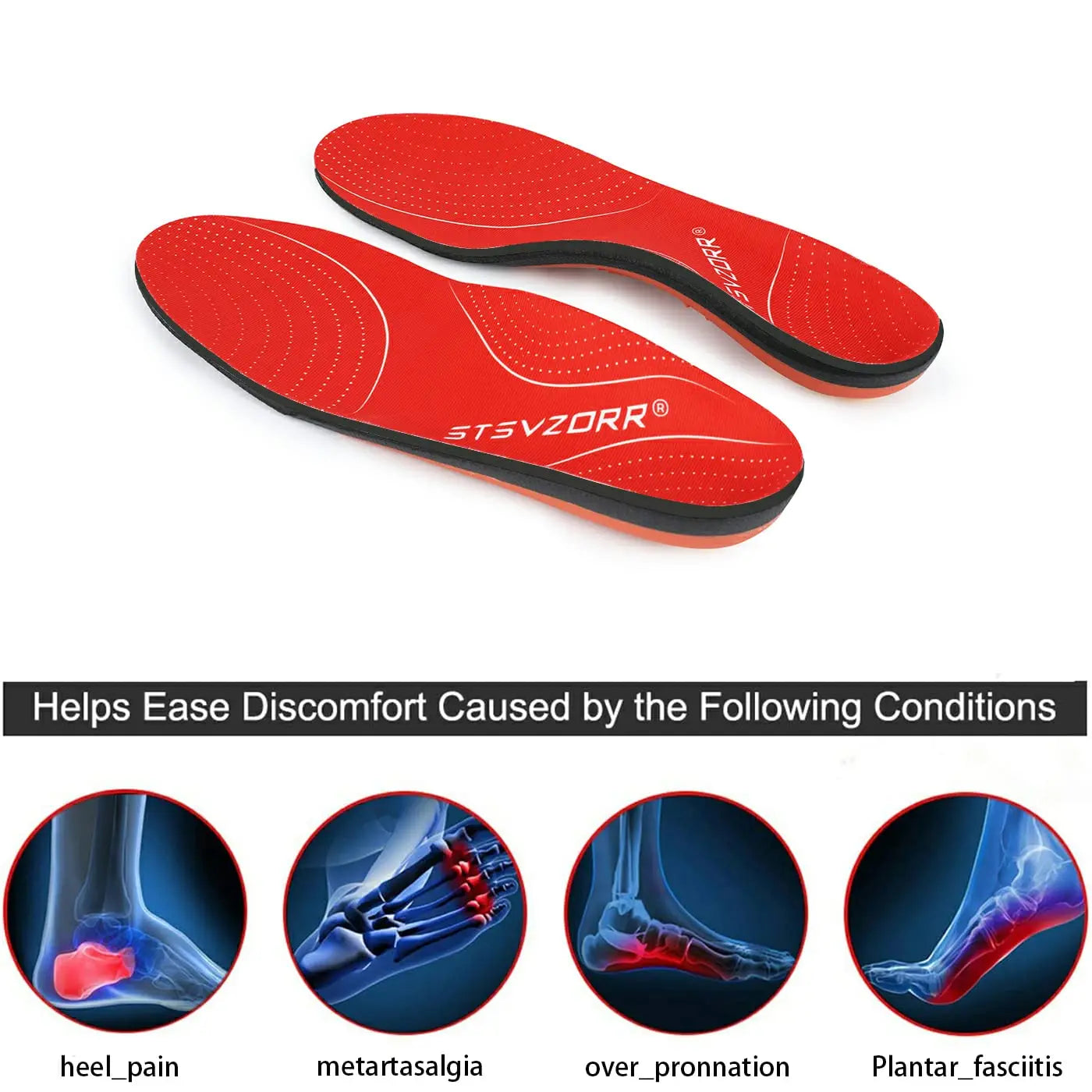 Orthopedic Sports Insoles | Plantar Fasciitis Relief | Arch Support | Shock Absorbing | Men & Women | Anti-Slip | Lightweight