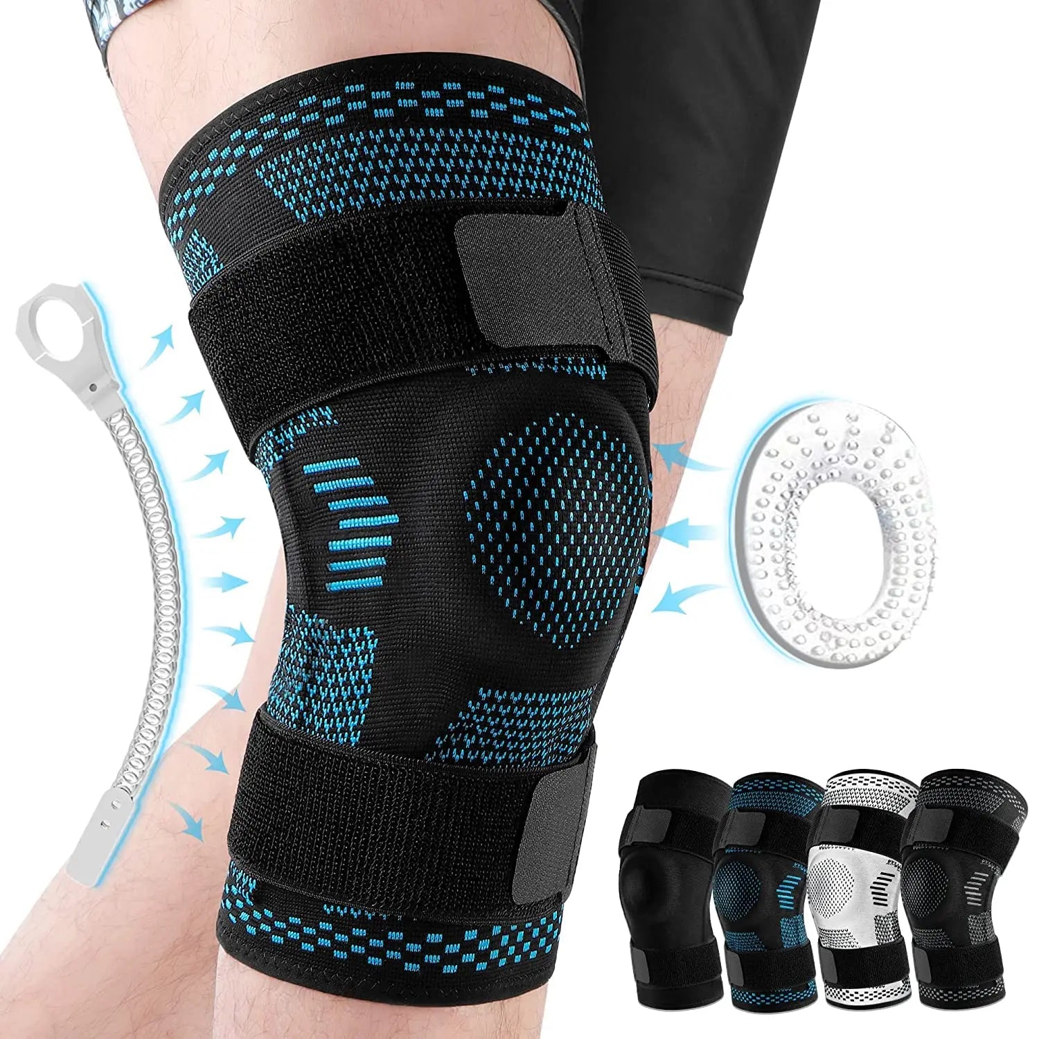 Knee Support Sleeve | Compression with Side Stabilizers & Patella Gel | Pain Relief | Meniscus ACL Recovery