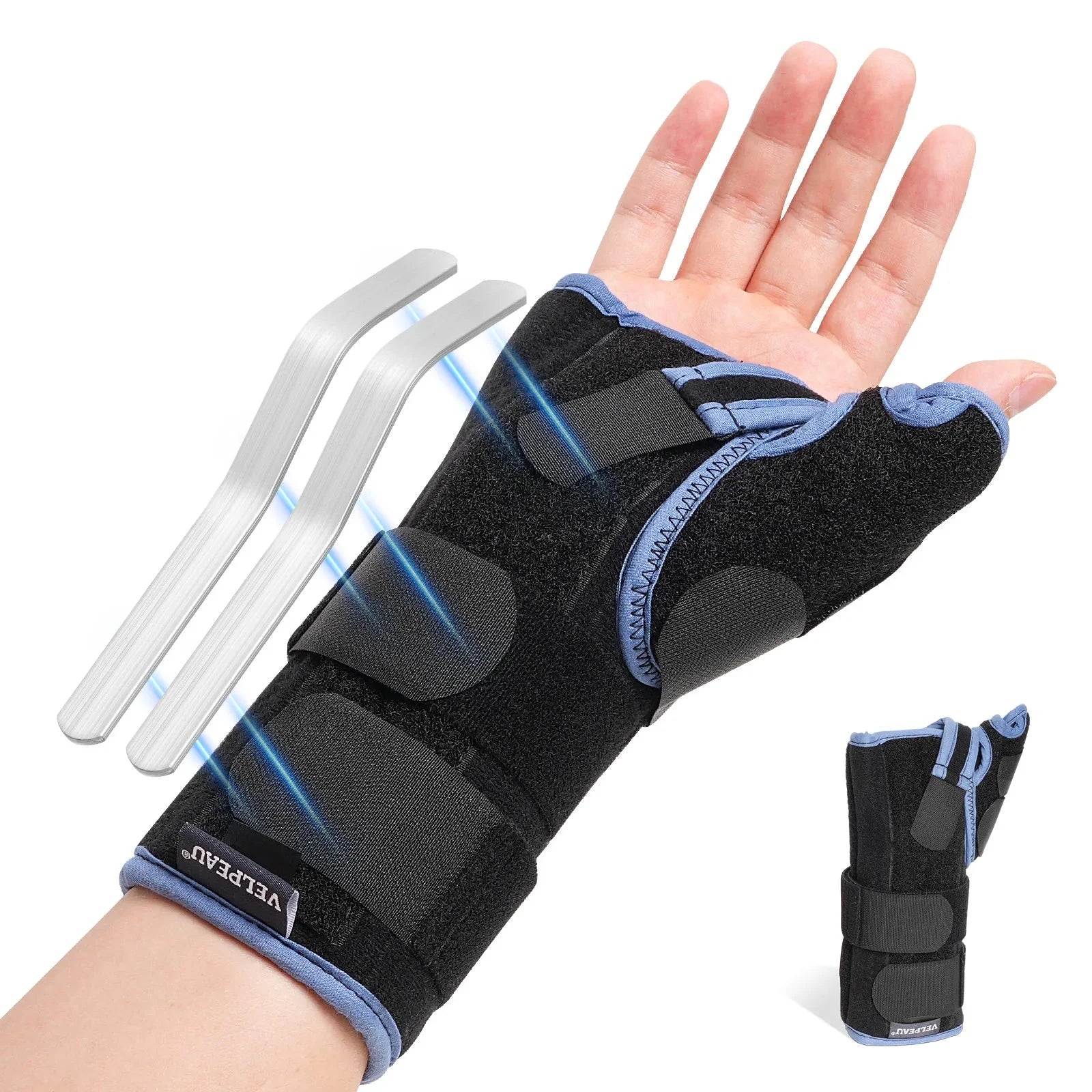 VELPEAU Wrist Support Brace | Pain Relief for Carpal Tunnel & Arthritis | Adjustable Thumb Splint | Polyester Cotton Aluminum