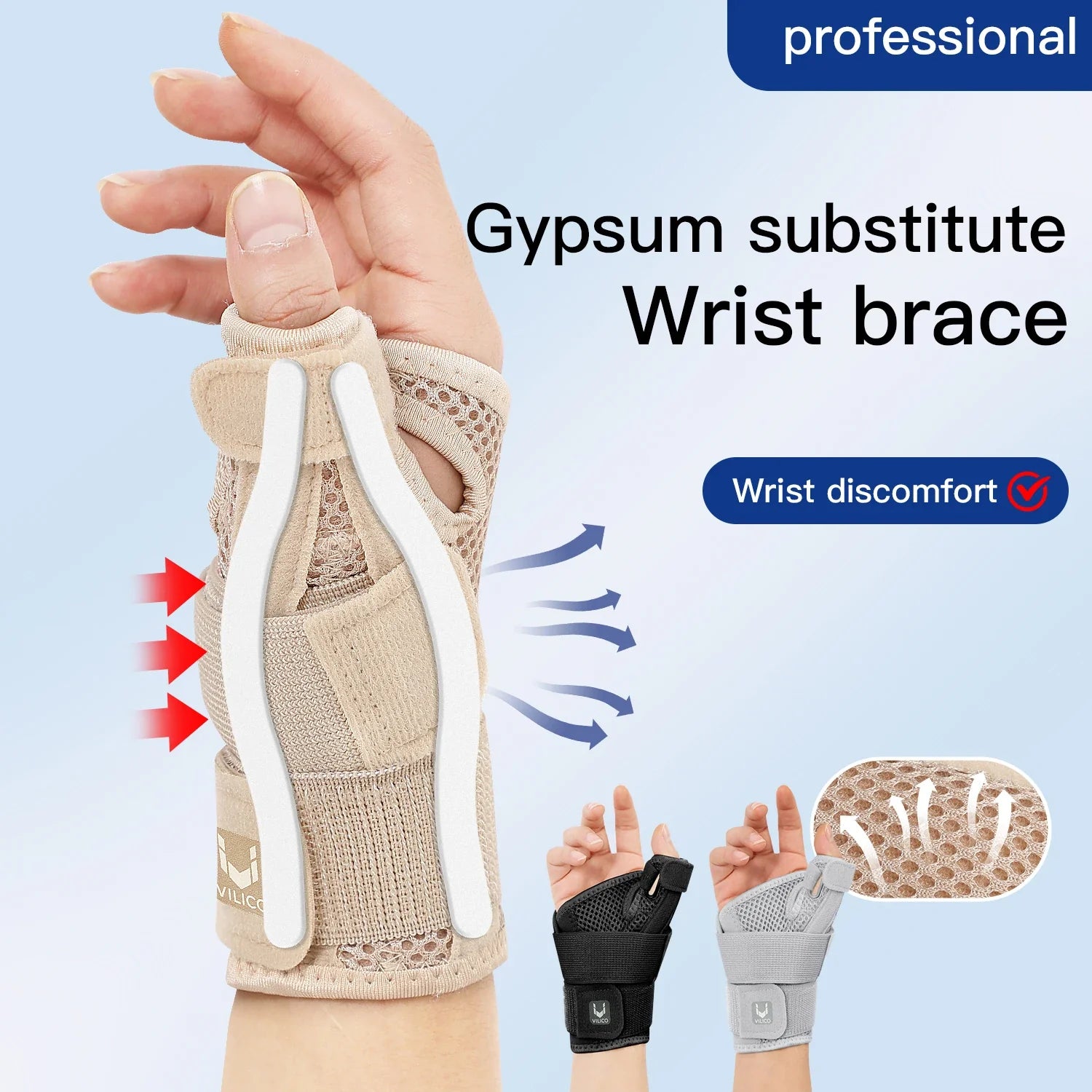 Hand Support Brace | Wrist & Thumb Stabilizer | Tendinitis & Arthritis Relief | Breathable | Ambidextrous