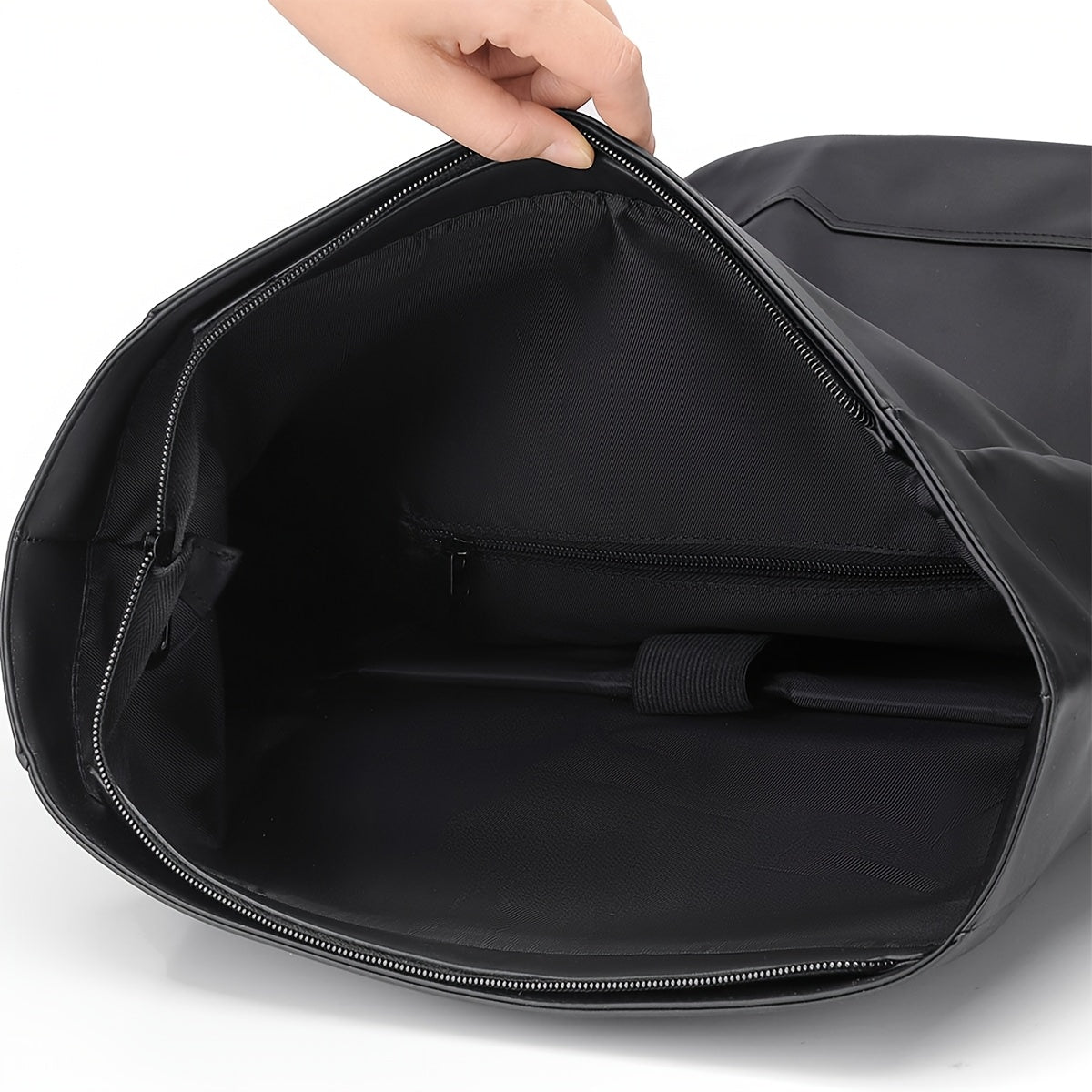 Black Roll-Top Backpack | 2025 Fashion Oxford Commuting Bag | Large Capacity Travel | Unisex