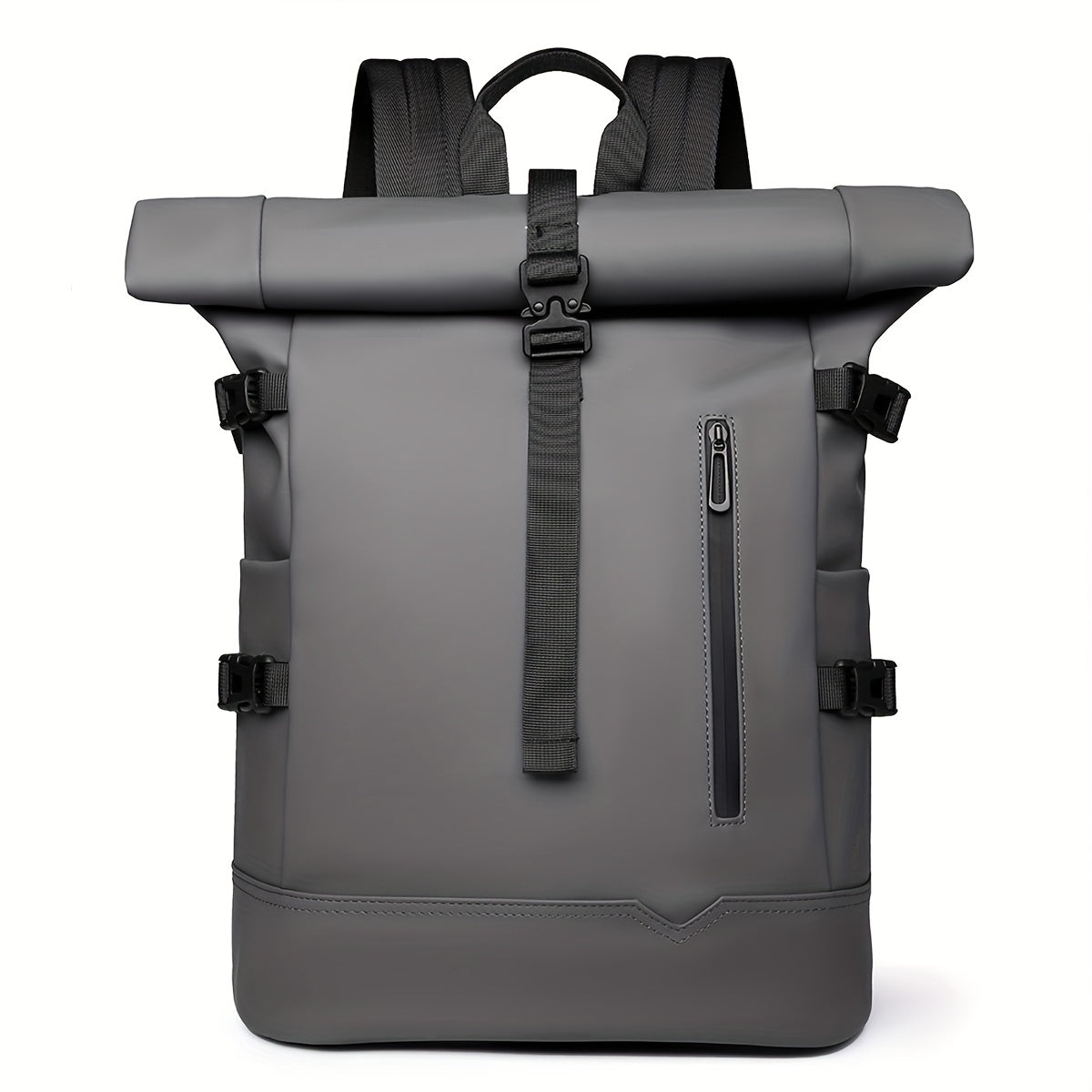 Black Roll-Top Backpack | 2025 Fashion Oxford Commuting Bag | Large Capacity Travel | Unisex