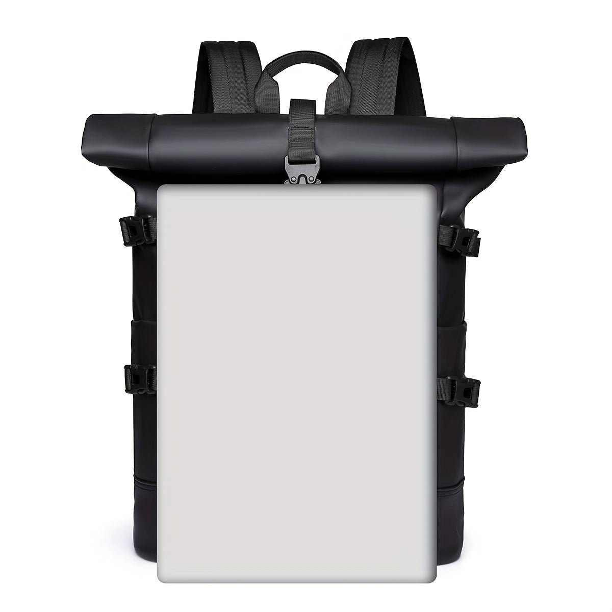 Black Roll-Top Backpack | 2025 Fashion Oxford Commuting Bag | Large Capacity Travel | Unisex