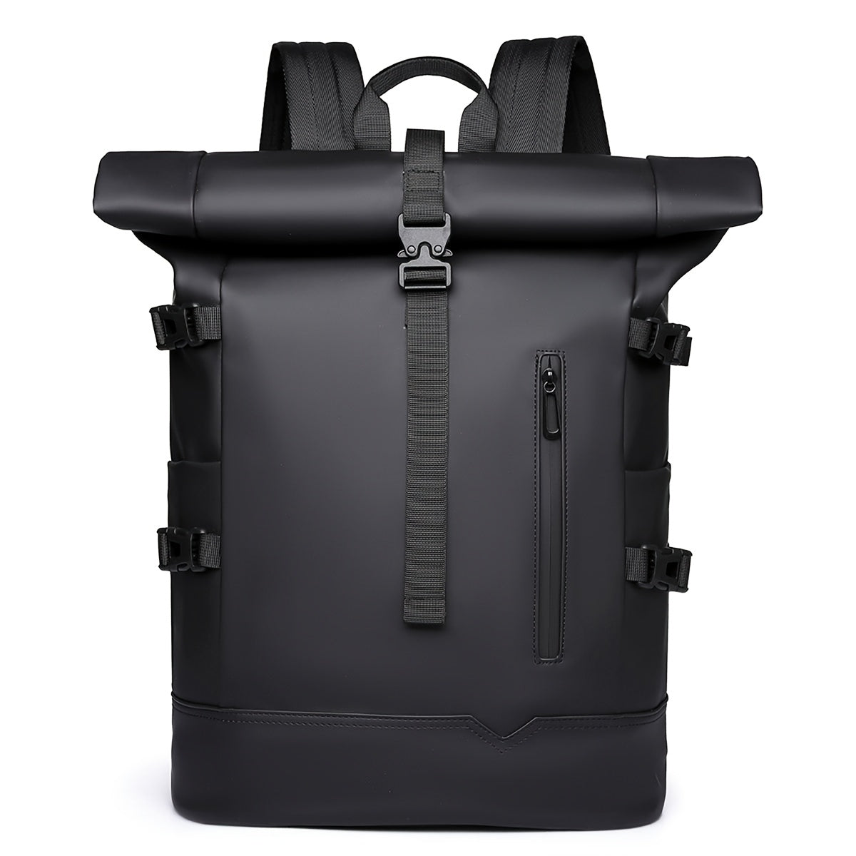 Black Roll-Top Backpack | 2025 Fashion Oxford Commuting Bag | Large Capacity Travel | Unisex