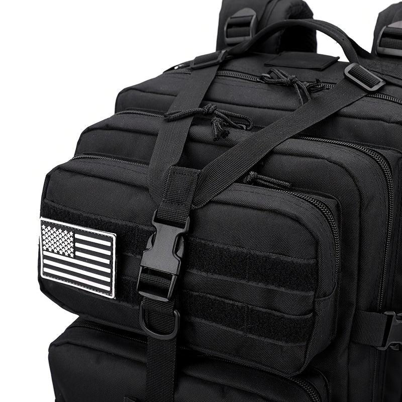 Men's Outdoor Nylon Backpack | 25L Hiking Camping Sports | Durable Hand Washable Bag | Black