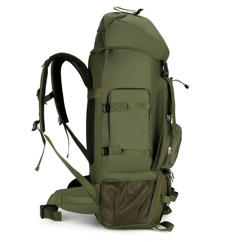 Large 100L Outdoor Backpack | Travel Hiking Camping | Adjustable Straps | Soft Shell | Utility Pockets | Universal Fit | Green
