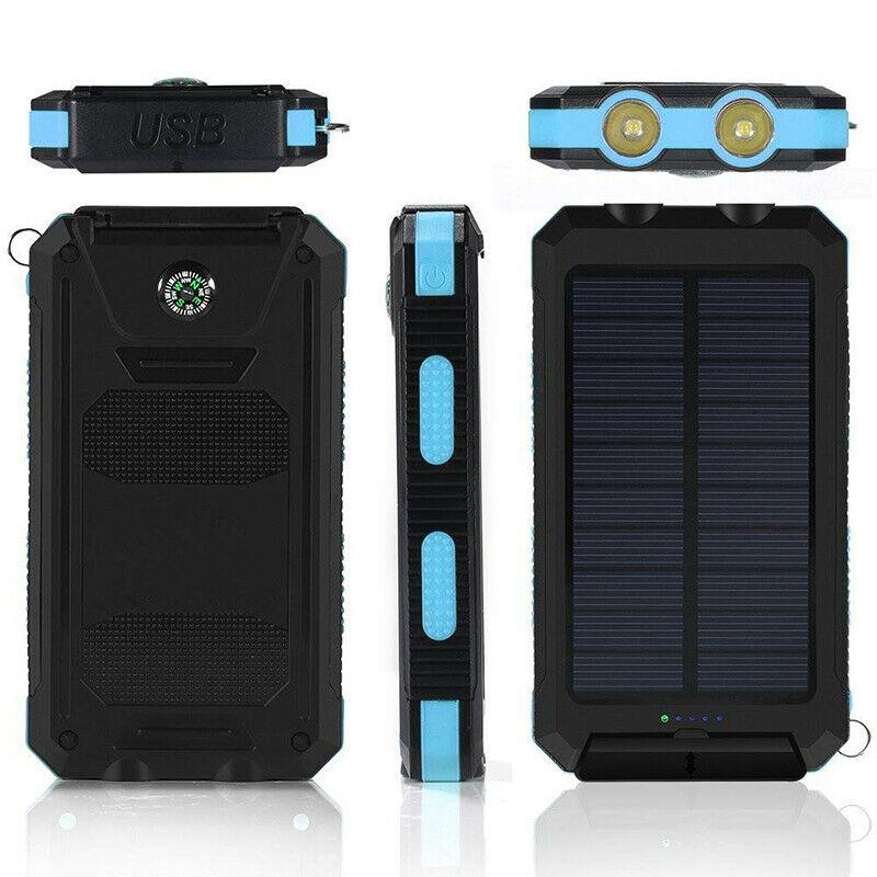 Solar Power Bank 20000mAh | Waterproof Dual USB Charger | LED Flashlight | Portable External Battery